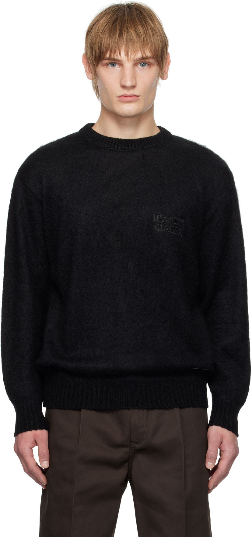 Sveter WACKO MARIA Mohair Crew Neck Sweater Čierna | 24FW-WMK-KN24