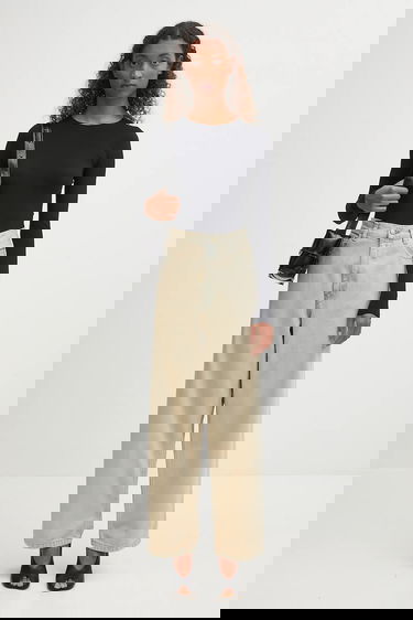 Džínsy Carhartt WIP Brandon High Waist Wide Leg Jeans Béžová | I035892.01SN, 4