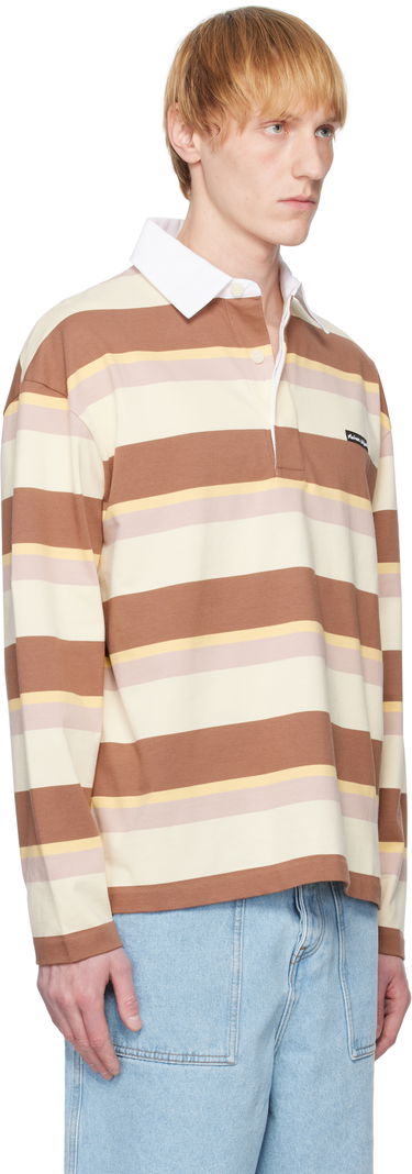 Polo tričko MAISON KITSUNÉ Maison Kitsuné Striped Oversize Long Sleeve Polo Hnedá | OM00207KJ7019, 1
