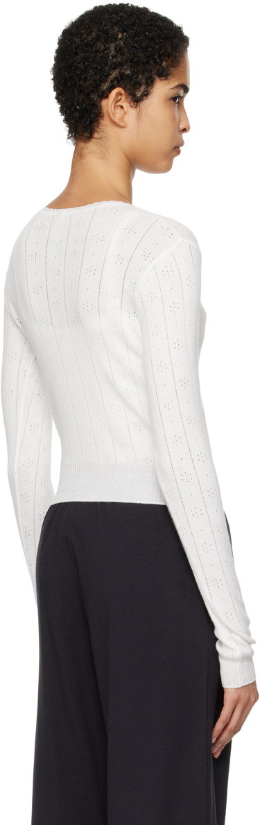 Sveter SKIMS SKIMS Pointelle Long Sleeve Top Biela | LS-LST-6484W, 2