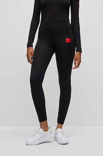 Legíny BOSS Thermal leggings with red logo label Čierna | 50492277, 1