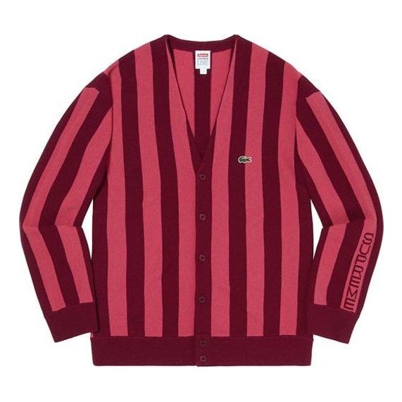 Sveter Supreme Stripe Cardigan by Supreme X Lacoste Červená | SUP-FW19-567
