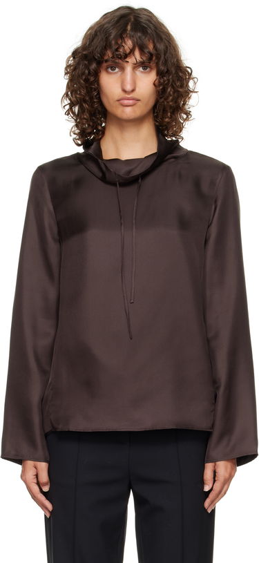 Košeľa Loulou de Saison Loulou de Saison Cyna Silk Cowl Neck Blouse Hnedá | CYNA, 0