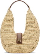 ANINE BING Lou Monogram Raffia Shoulder Bag