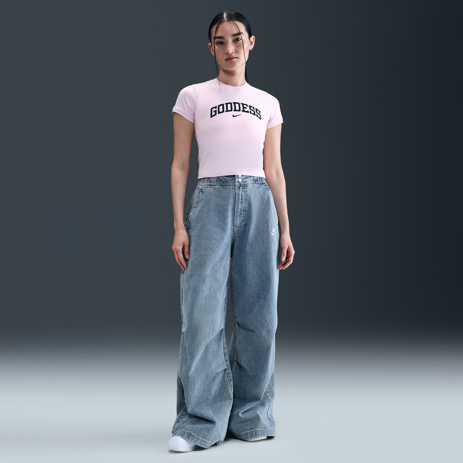 Crop Top Nike Sportswear Wide Leg Jeans Ružová | IH5107-440, 0