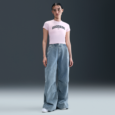 Crop Top Nike Sportswear Wide Leg Jeans Ružová | IH5107-440, 0