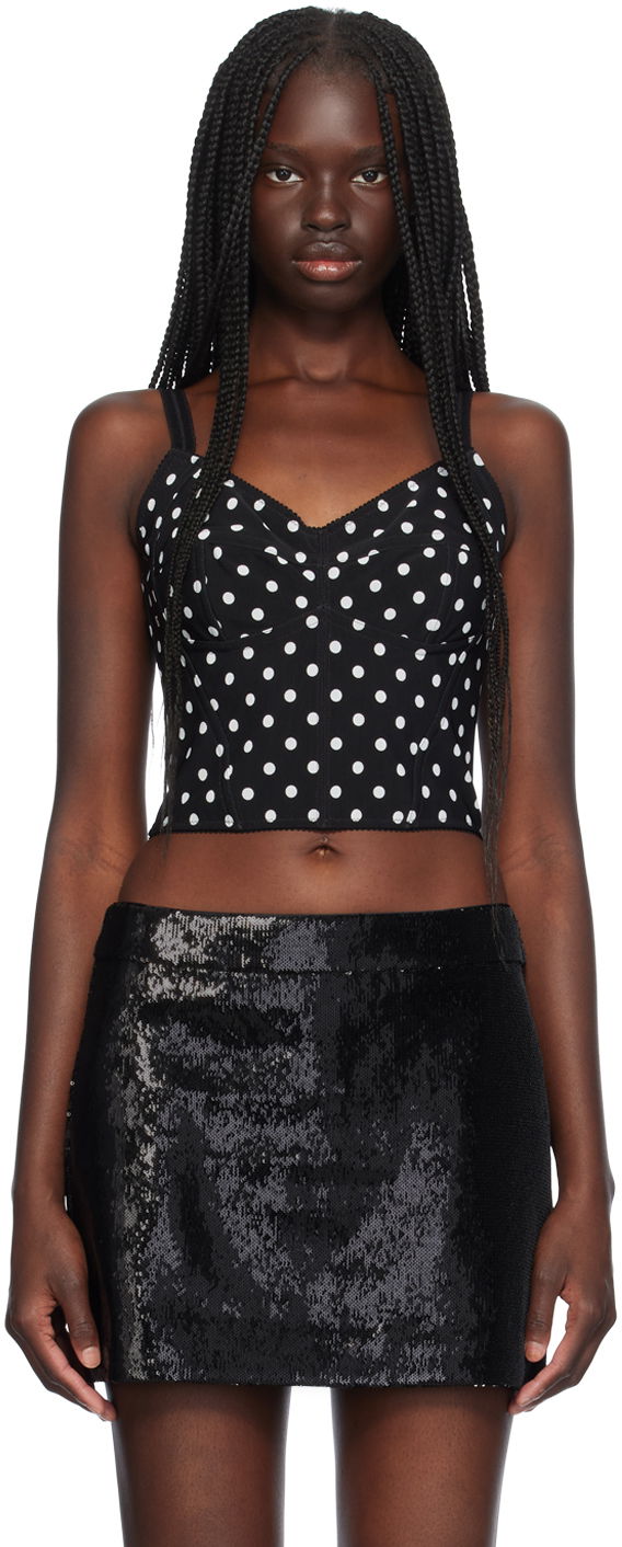 Tielko Dolce & Gabbana Dolce&Gabbana Polka Dot Marquisette Top Čierna | F7AB7T FSUBG, 0