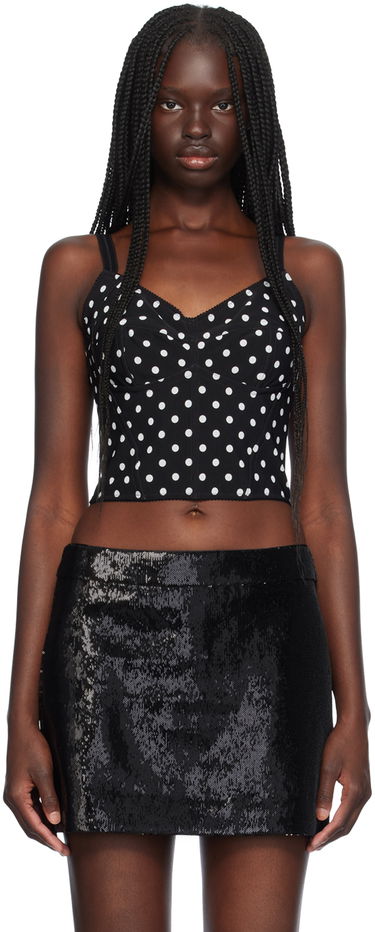 Tielko Dolce & Gabbana Dolce&Gabbana Polka Dot Marquisette Top Čierna | F7AB7T FSUBG, 0