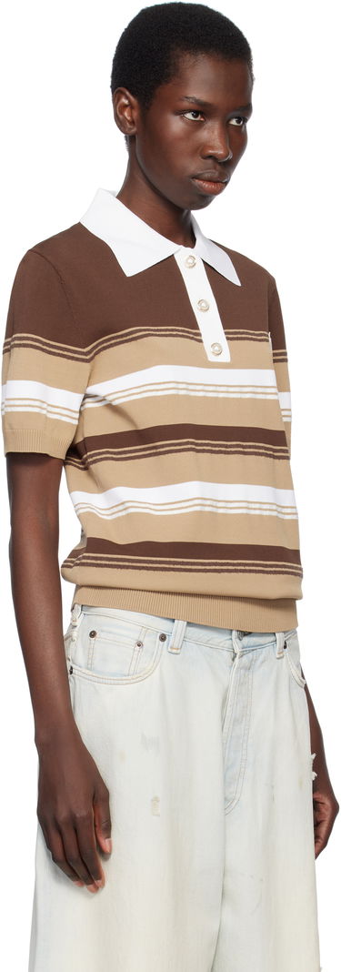Polo tričko Casablanca Casablanca Knitted Striped Polo Hnedá | U-WS25-KW-907-01, 1