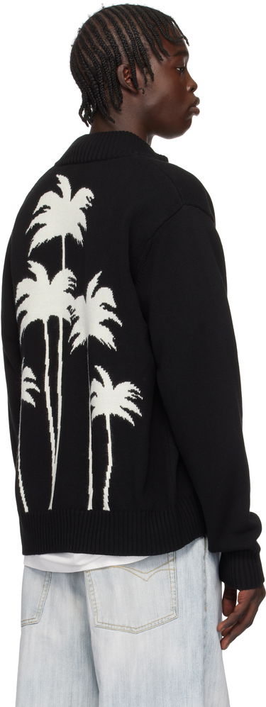 Sveter Palm Angels Knit Track Jacket With Embroidered Logo Čierna | PMHA061S25KNI0011003, 2