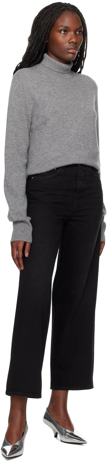 Sveter TOTEME TOTEME Cropped Turtleneck Sweater Šedá | 244-WRT0405-YA0016, 3