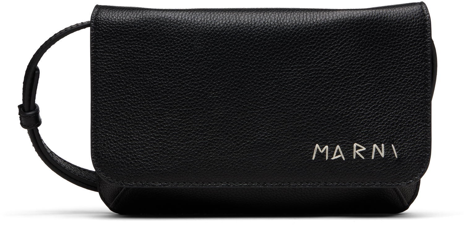 Taška cez rameno Marni Grained Leather Logo-embroidered 'Marni Mending' Shoulder Bag Čierna | PHMI0023U0 P6533, 0