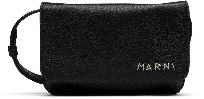 Taška cez rameno Marni Grained Leather Logo-embroidered 'Marni Mending' Shoulder Bag Čierna | PHMI0023U0 P6533