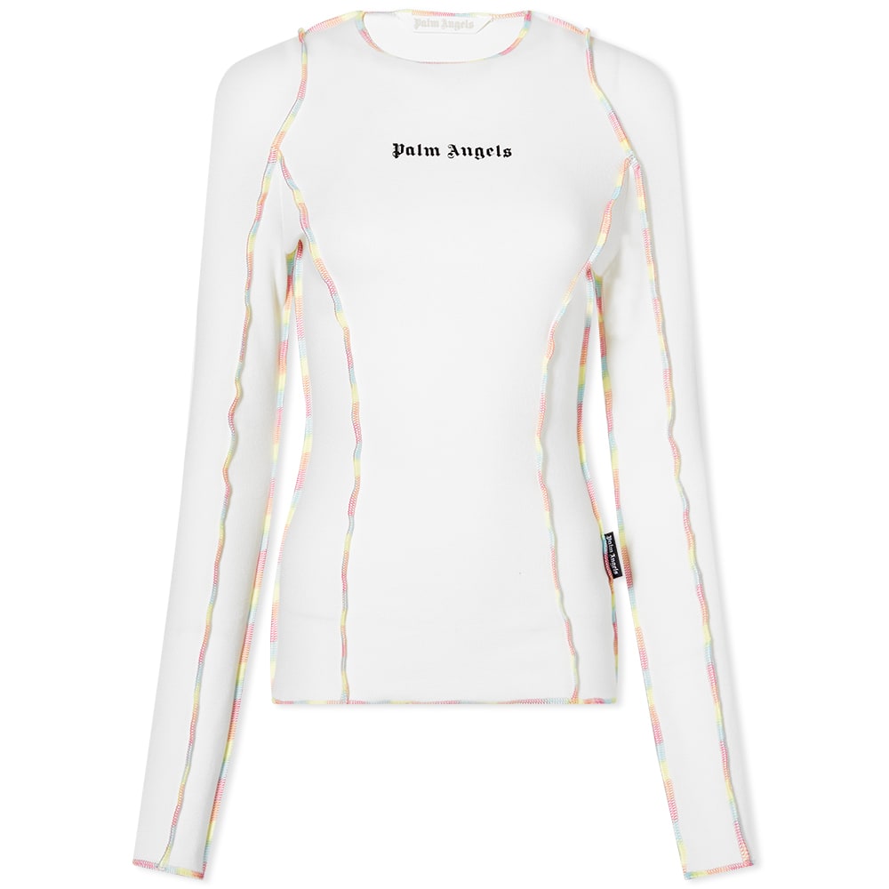 Tričko Palm Angels Rainbow Stitching Fitted Top Biela | PWAB025S23JER0010110, 0