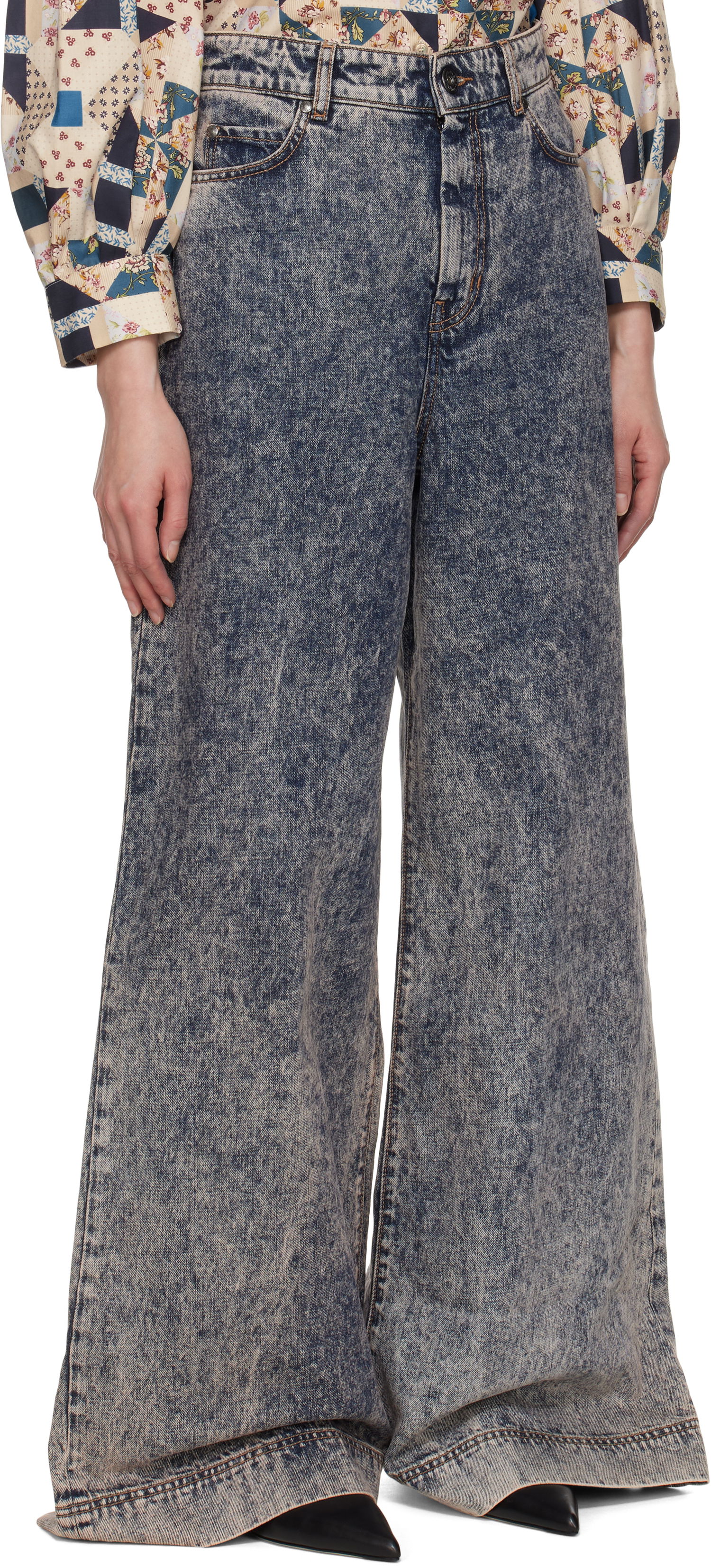 Džínsy Max Mara Weekend Max Mara Pallore Acid Wash Wide Leg Jeans Modrá | 2515181041600, 1