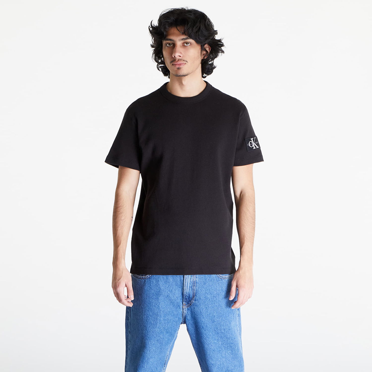 Tričko CALVIN KLEIN Jeans Badge Waffle Short Sleeve Tee Čierna | J30J323489 BEH, 0