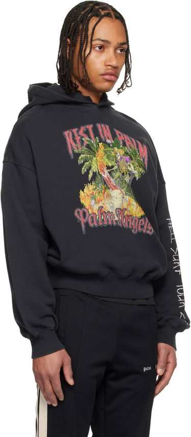 Mikina Palm Angels 'Rest In Palm' Hell Surf Tour 23 Loose Hoodie Čierna | PMBB17IF25FLE0011084, 1