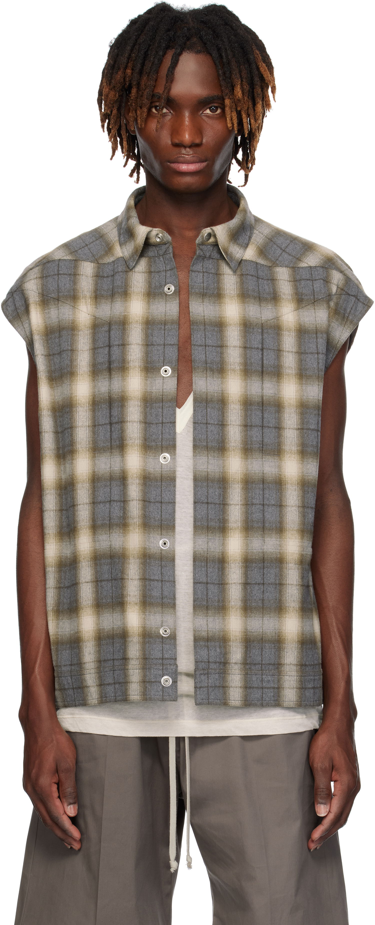 Košeľa Rick Owens Rick Owens Sleeveless Jumbo Outer Shirt Šedá | RU01E5776 CP, 0