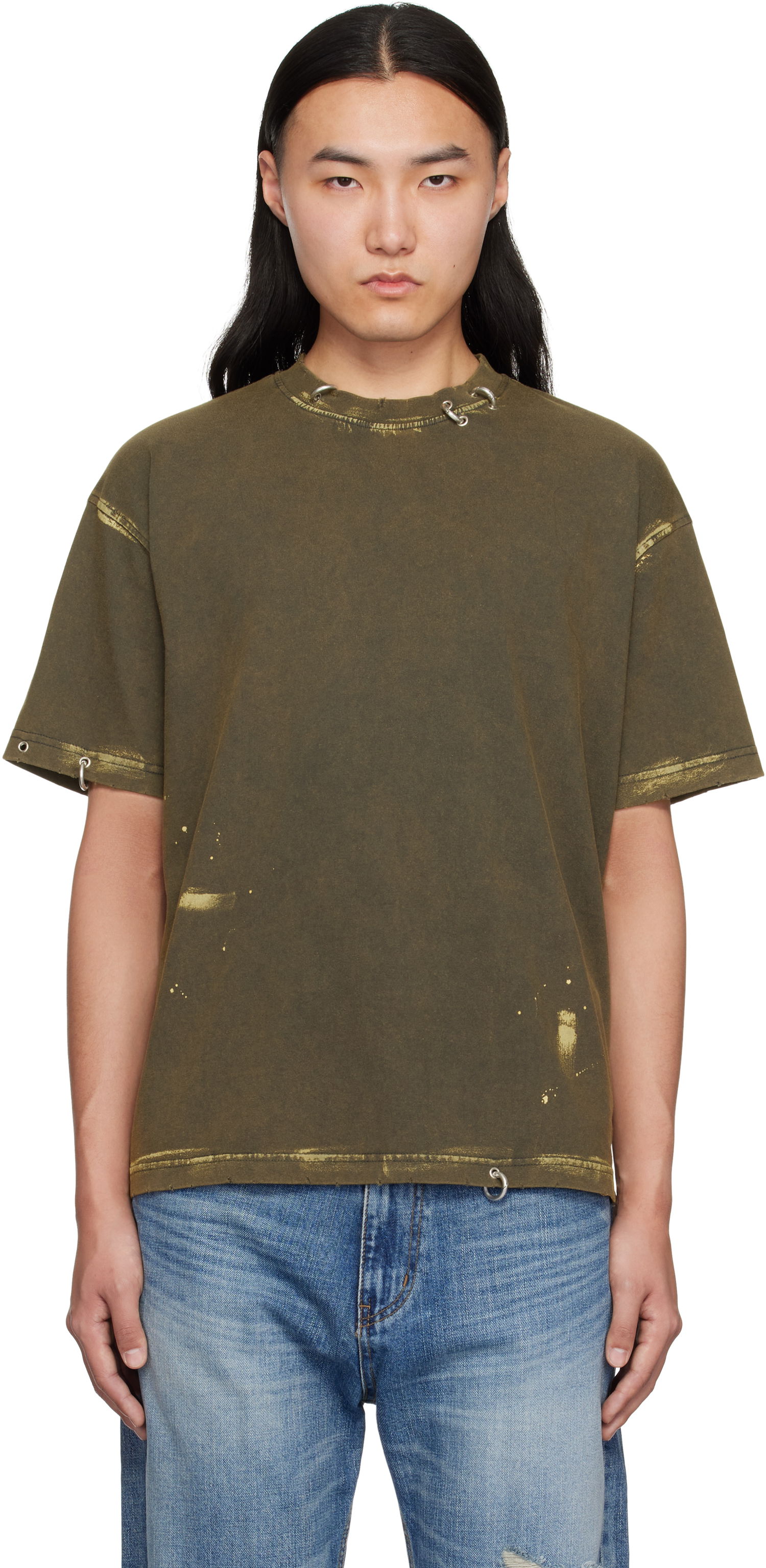 Tričko We11done We11done Pierced T-Shirt Zelené | WD-TT0-25-770-U-CH, 0