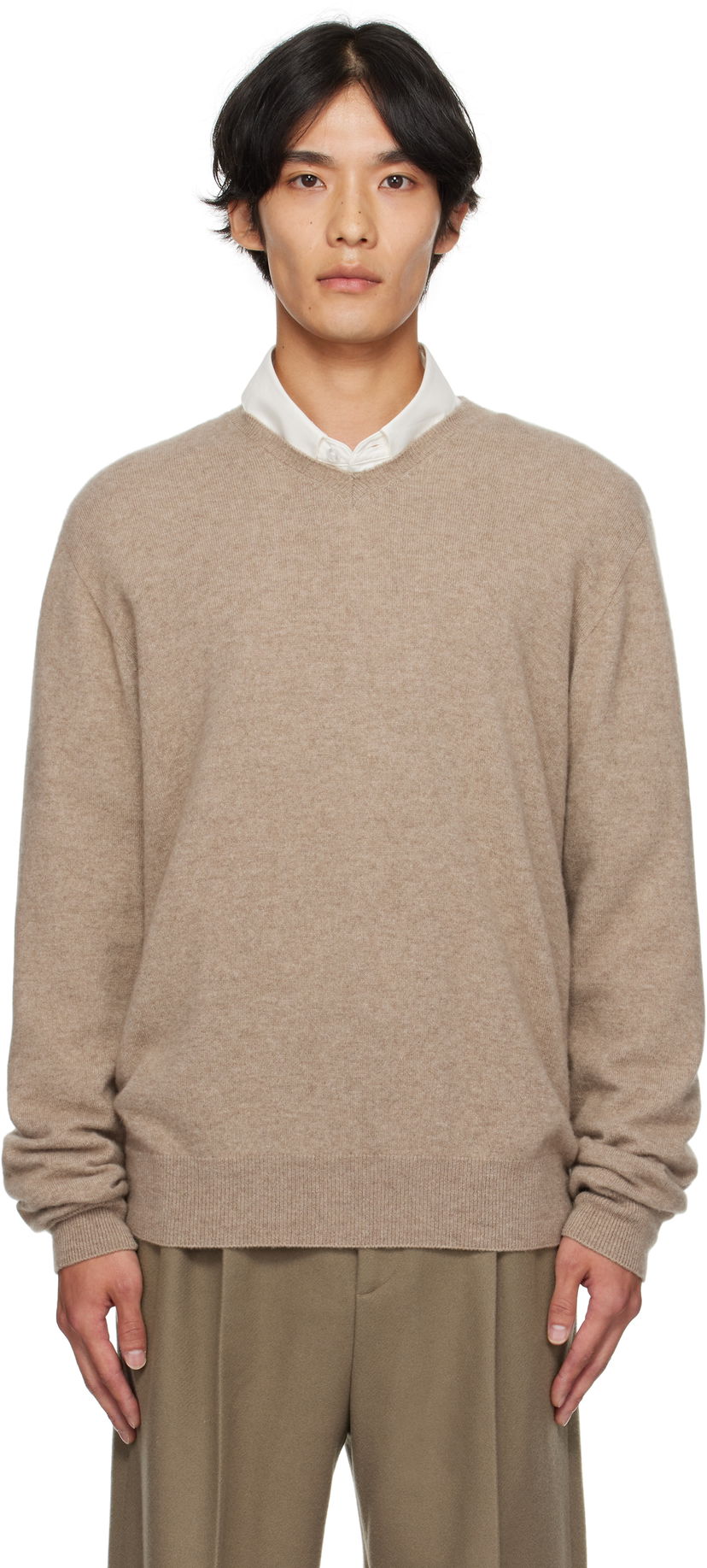 Sveter The Row The Row Rod V-Neck Sweater Béžová | 1014-Y556