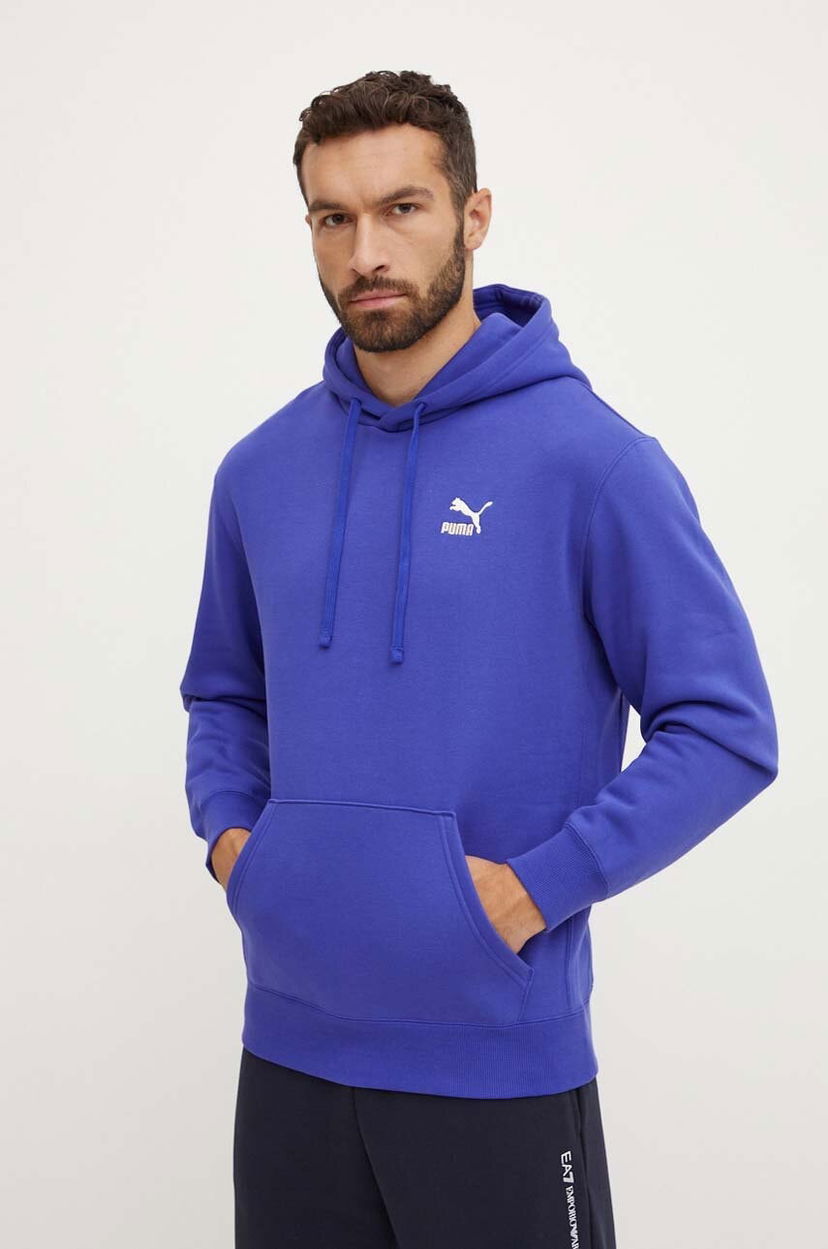 Mikina Puma Classics Hoodie with Hood and Print Modrá | 535596