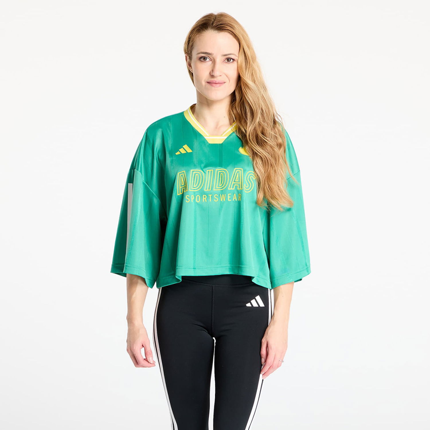 Dres adidas Performance Tiro Cut 3 Stripes Oversized Mesh Cropped Jersey Zelené | JG4096, 0