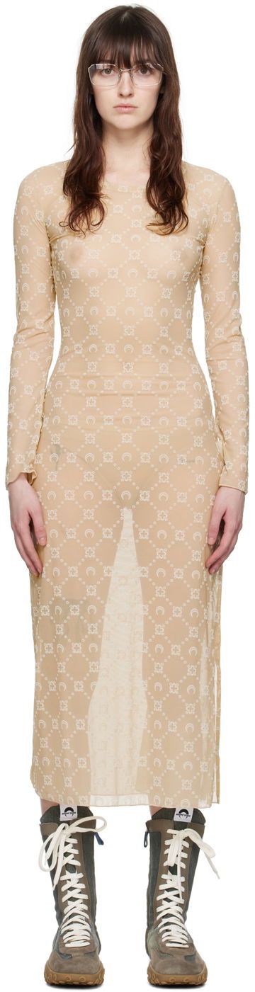 Šaty Marine Serre Moonogram Midi Dress Béžová | WDR253, 0