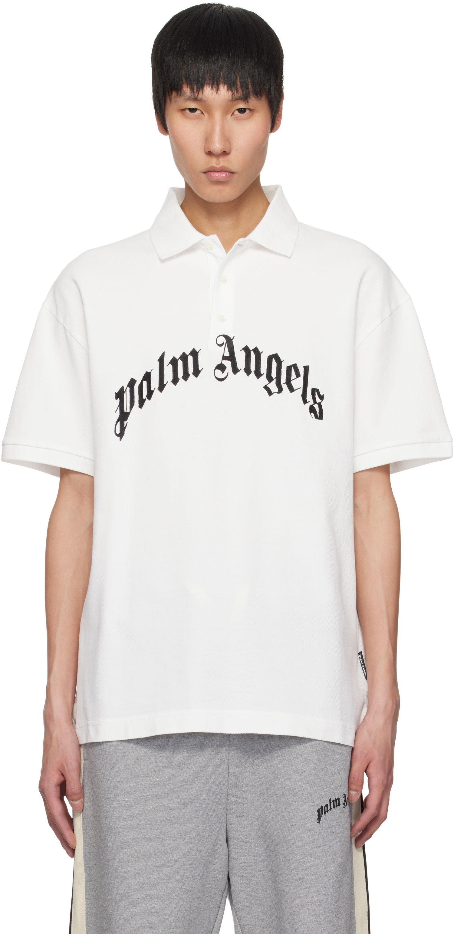 Polo tričko Palm Angels Palm Angels Curved Logo Polo Biela | PMGB012S25FAB0030310, 0