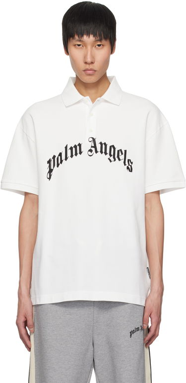 Polo tričko Palm Angels Palm Angels Curved Logo Polo Biela | PMGB012S25FAB0030310, 0