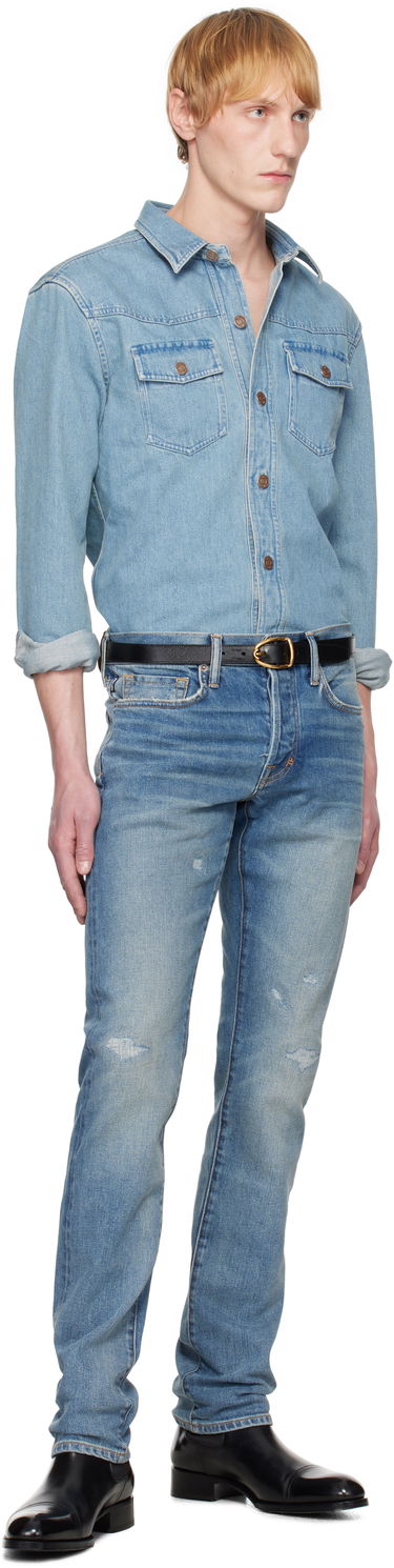 Košeľa Tom Ford TOM FORD Washed Denim Overshirt Modrá | HDS008-FMC205S25, 4