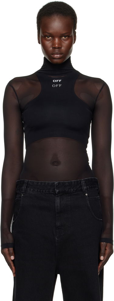 Body Off-White 'Off' Stamp Long Sleeve Mesh Turtleneck Top Čierna | OWAD122S25JER0011001, 0
