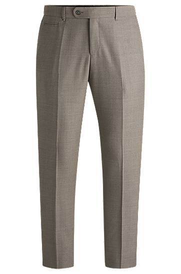 Nohavice BOSS Slim-Fit Micro-Patterned Virgin Wool Trousers Šedá | 50535045, 0