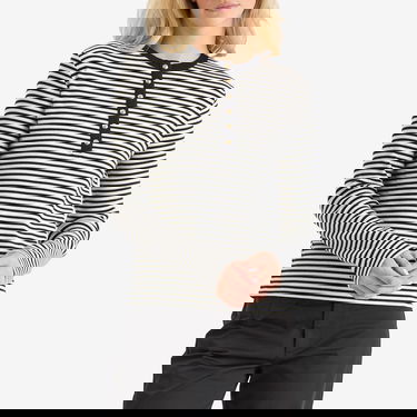 Tričko Anine Bing Anine Bing Alessia Striped Henley Long Sleeve T-Shirt Rôznofarebný | A-08-10314-MTL2, 2