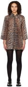 GANNI Leopard Print Mini Dress with Beaded Trim