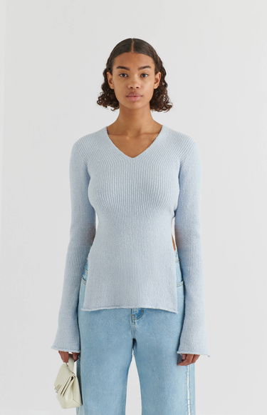 Tričko AXEL ARIGATO Tube Rib-Knit Wrap Top Modrá | A0948004, 2
