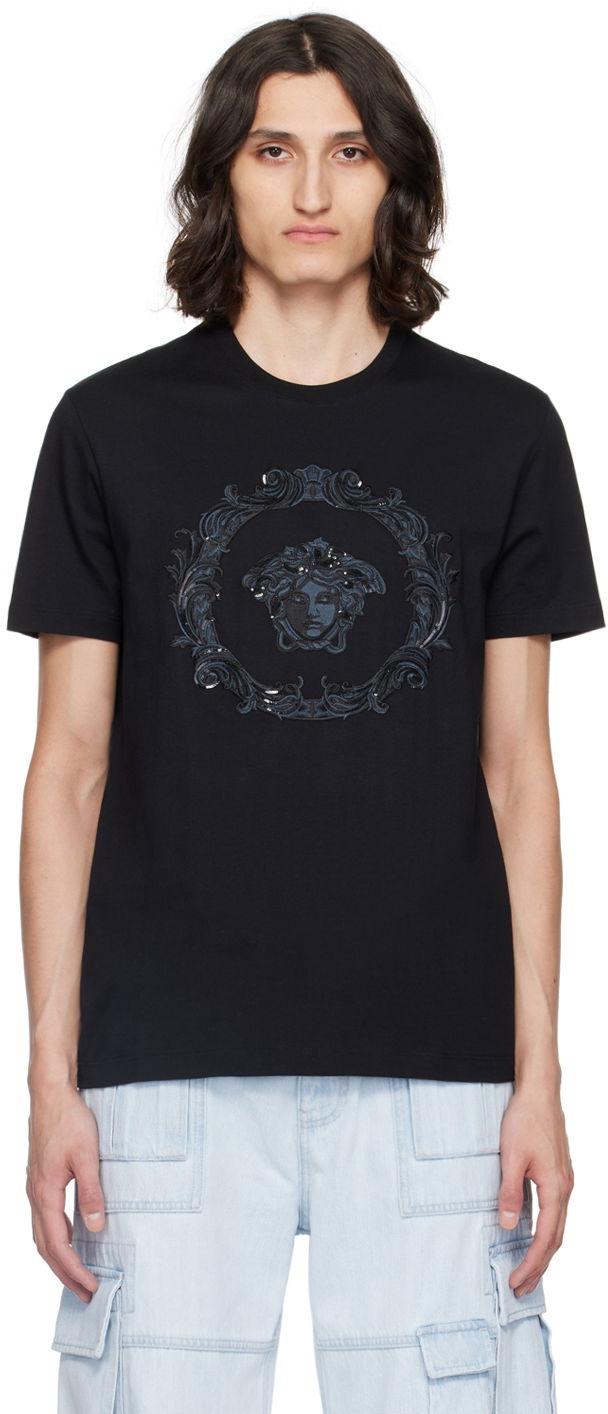 Tričko Versace Black Medusa Cartouche T-Shirt Čierna | 1013944_1A10645