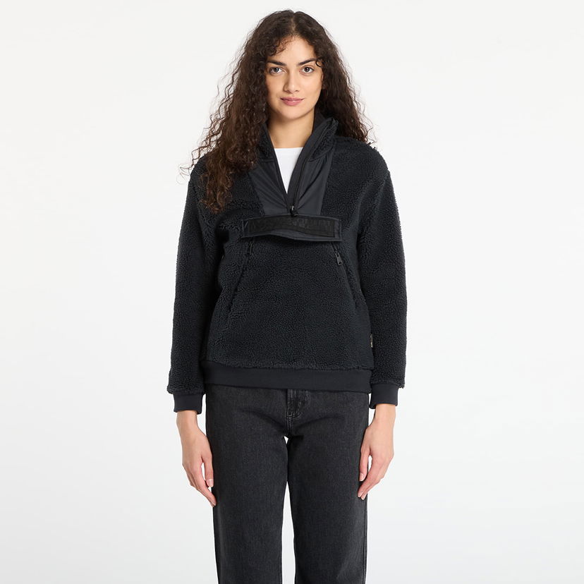 Mikina Napapijri T-Seline Half-Zip Sherpa Fleece Pullover Čierna | NP0A4HYO0411