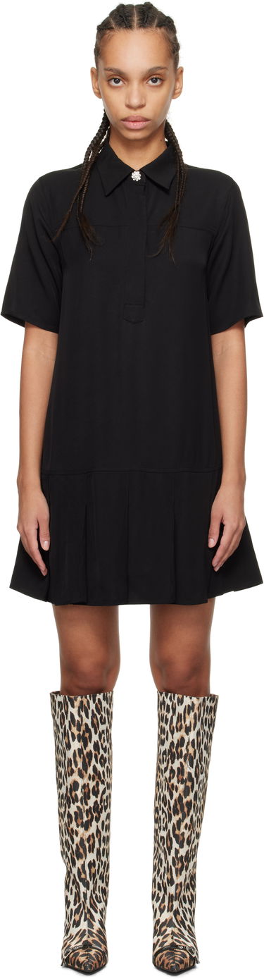 Šaty GANNI GANNI Viscose Twill Mini Dress Čierna | W0083, 0