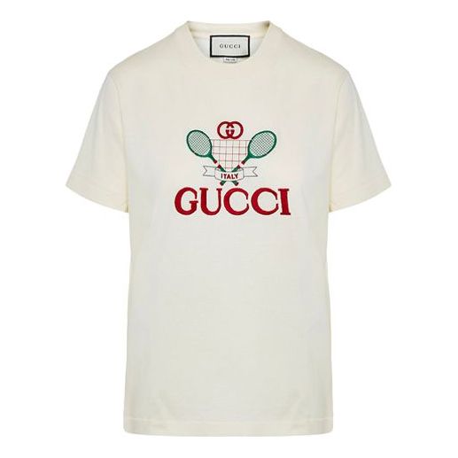 Tričko Gucci Gucci Tennis Print T-Shirt Biela | 580762-XJBHP-7136