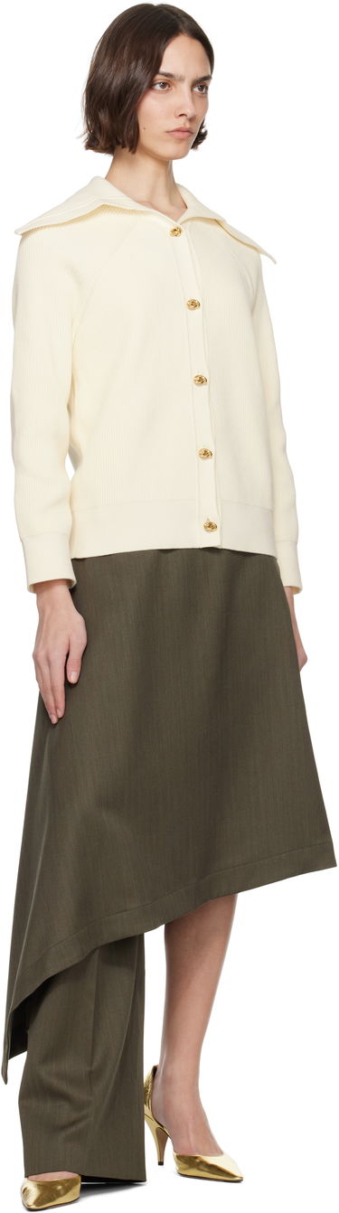 Sveter Bottega Veneta Bottega Veneta Rib Knit Cotton Cardigan Biela | 829580 V59X0, 3
