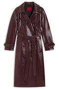 Double-breasted trench coat in faux leather