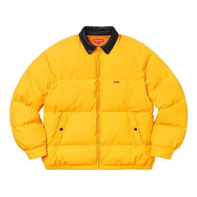 Prešívaná bunda Supreme Leather Collar Puffy Jacket Žltá | SUP-FW19-1029