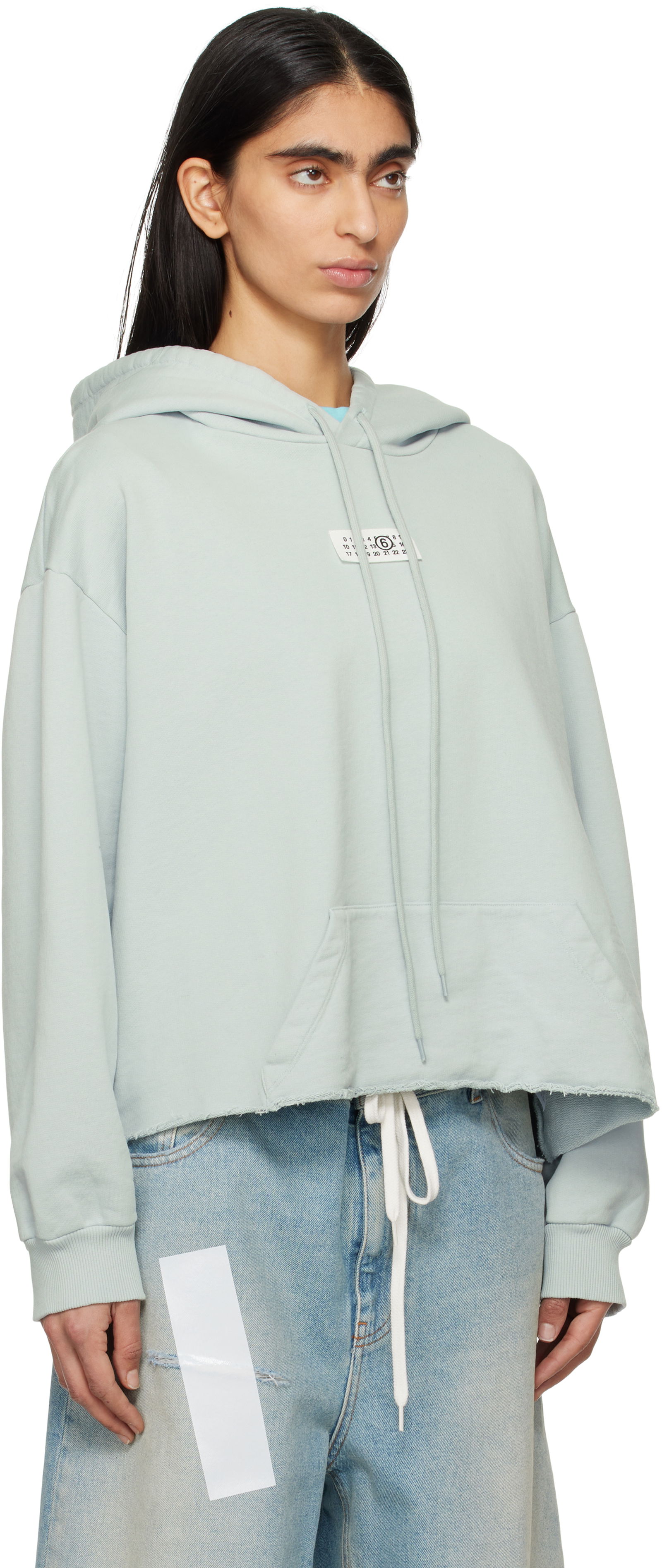 MM6 Maison Margiela Raw Hem Logo Hoodie