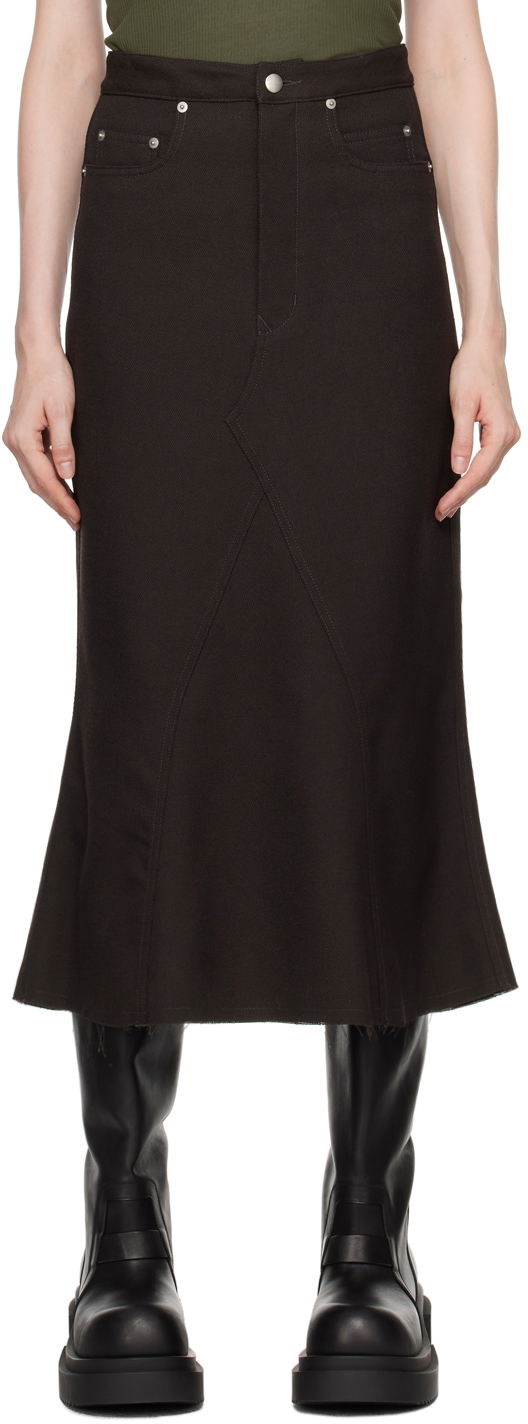 Sukňa Rick Owens Gray Porterville Godet Midi Skirt Čierna | RP02D3349 WD, 0