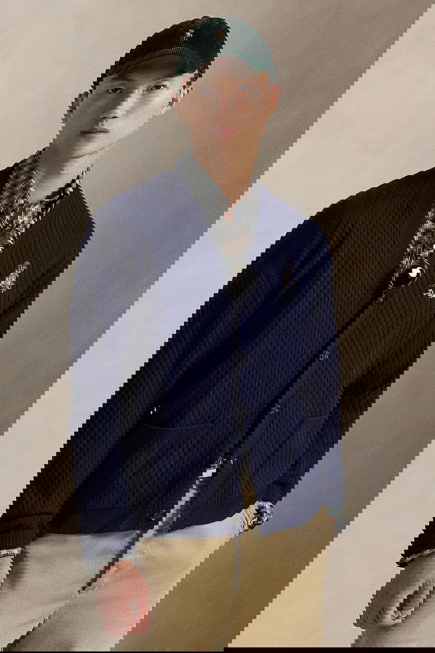 Sveter Polo by Ralph Lauren Polo Bear Wool Ribbed Cardigan Navy | 710979094, 0