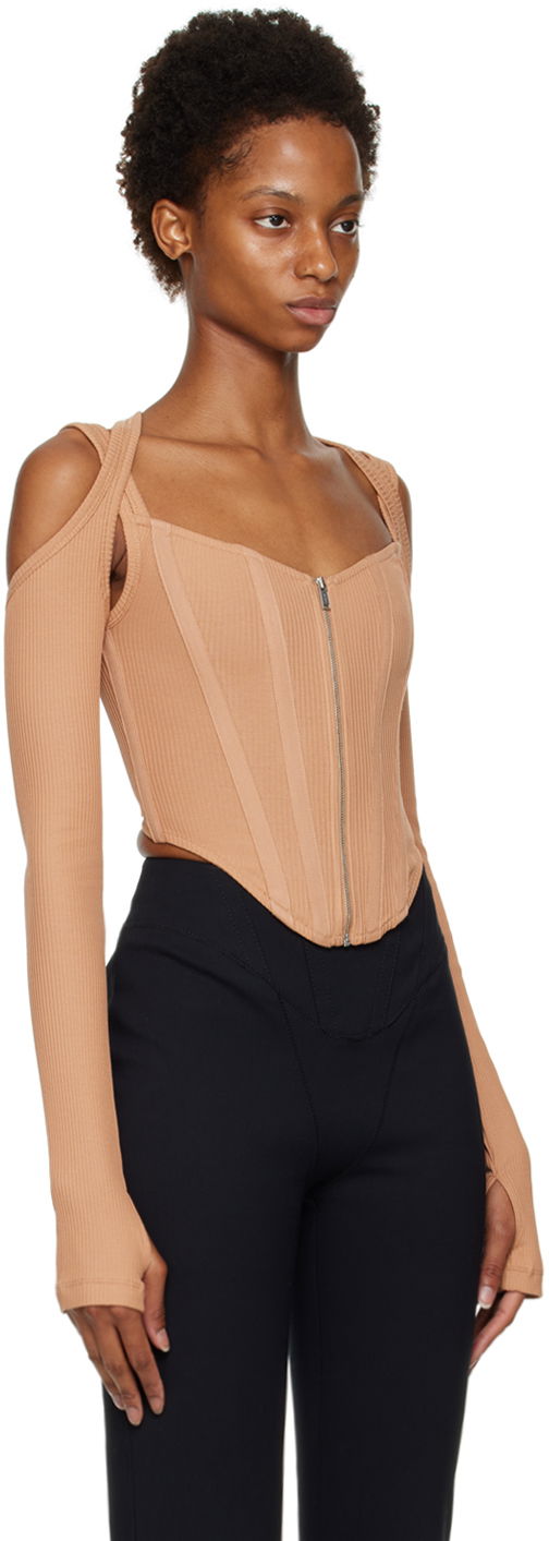 Tielko Dion Lee Cutout Long Sleeve Top Béžová | A3570F22, 1