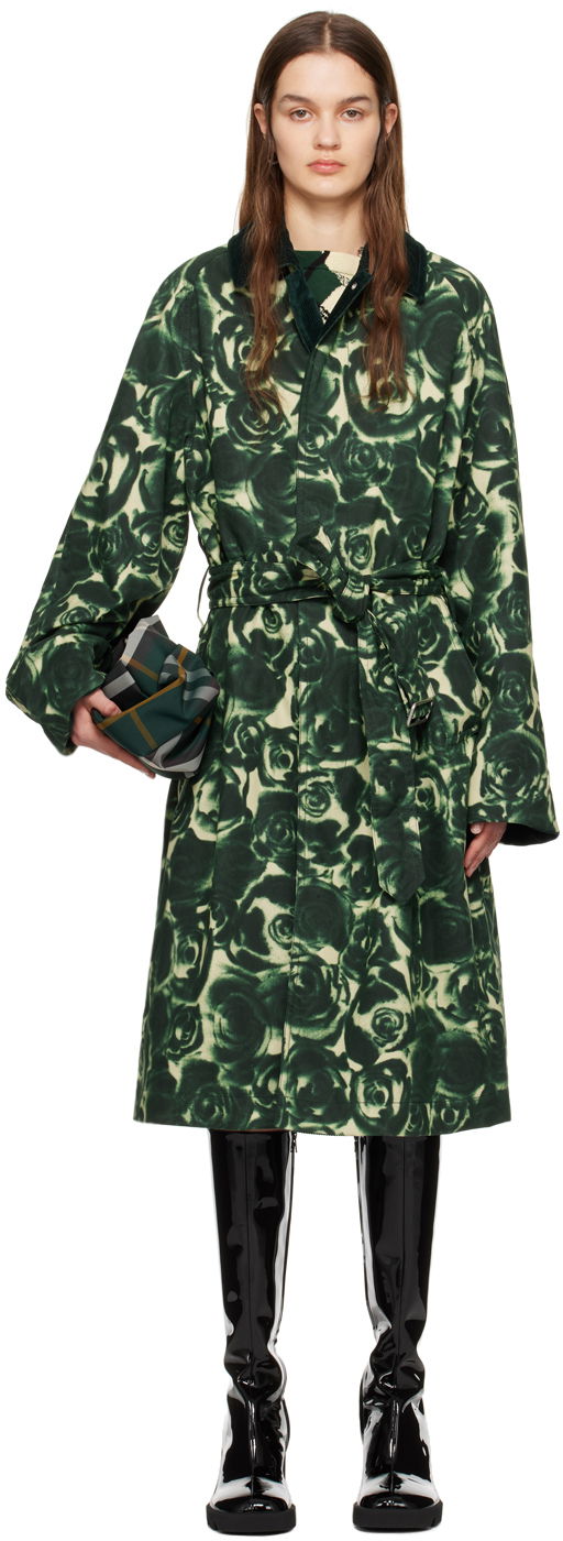 Trenčkot Burberry Floral Print Trench Coat Zelené | 8081896, 0