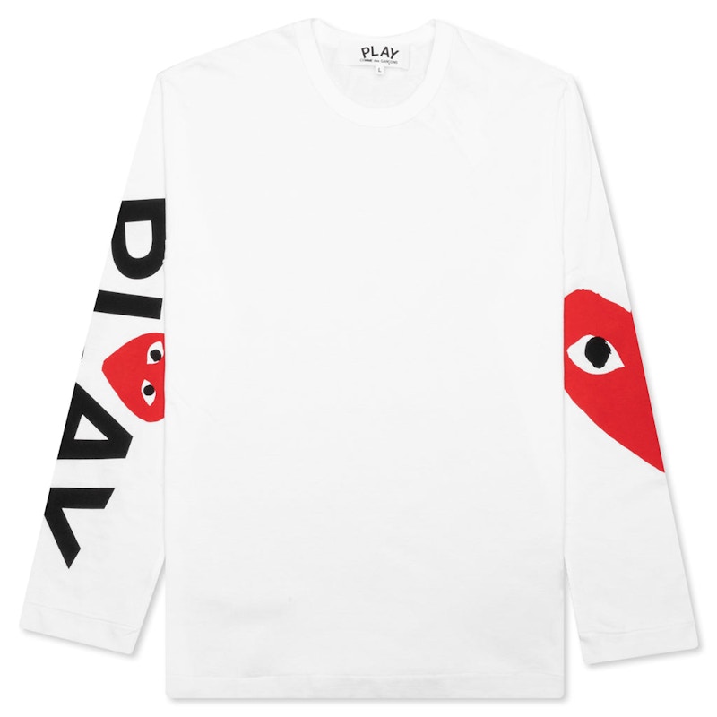 Tričko Comme des Garçons Play Big Heart Long Sleeve T-Shirt Biela | AZ-T257-051-1