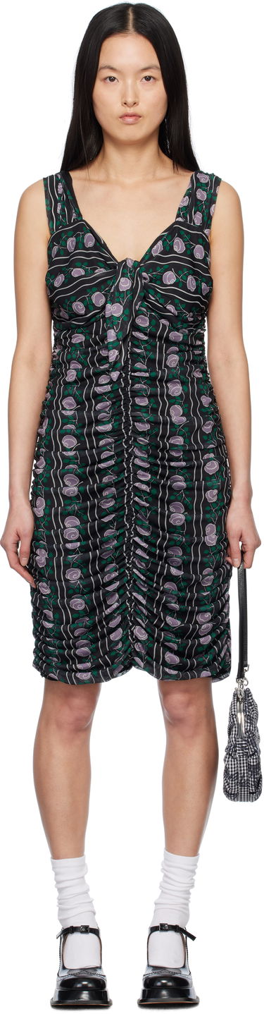 Šaty Anna Sui Anna Sui Rosetti Mesh Ruched Tie Midi Dress Čierna | 1125G70, 0