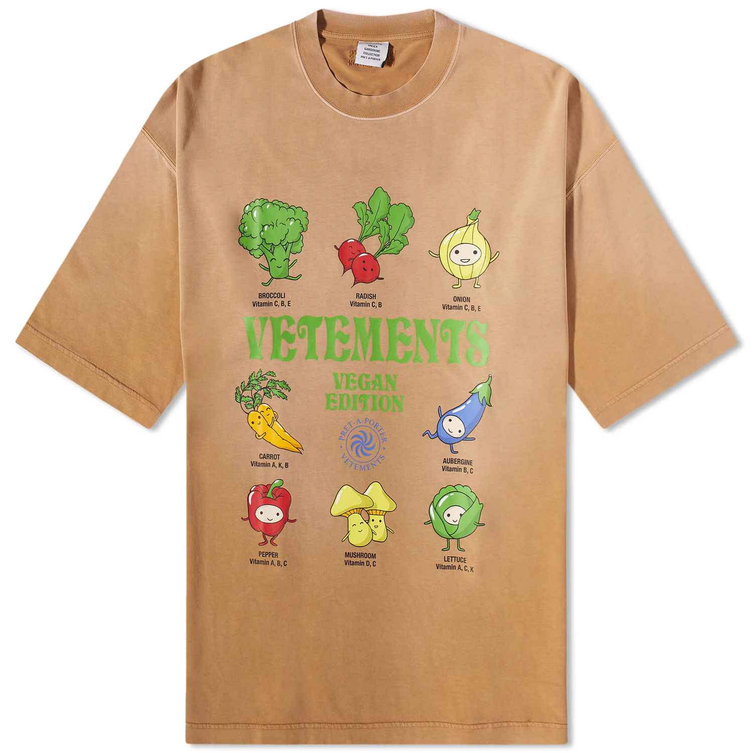 Tričko VETEMENTS Vegan Logo T-Shirt Béžová | UE54TR250E, 0